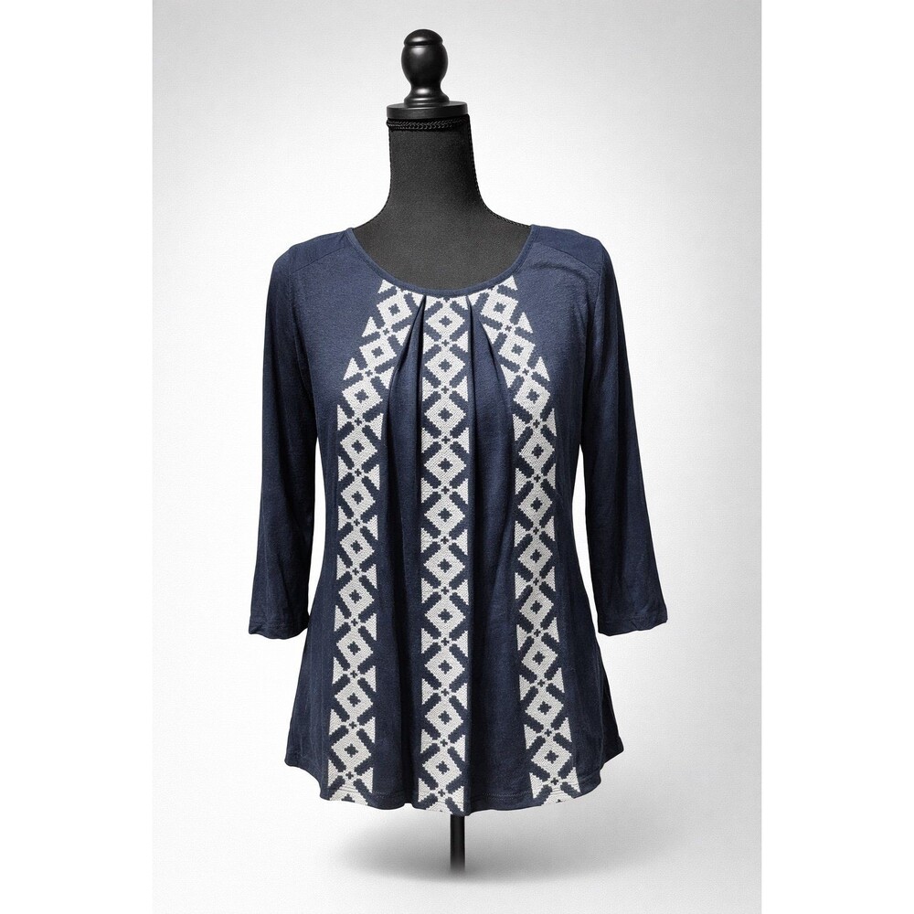Attention Navy Blue Boho Tunic Top Medium